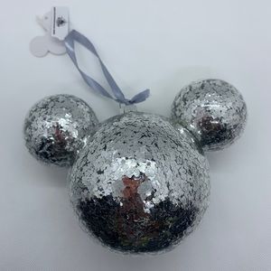 Silver Mickey Mouse Christmas Ornament
